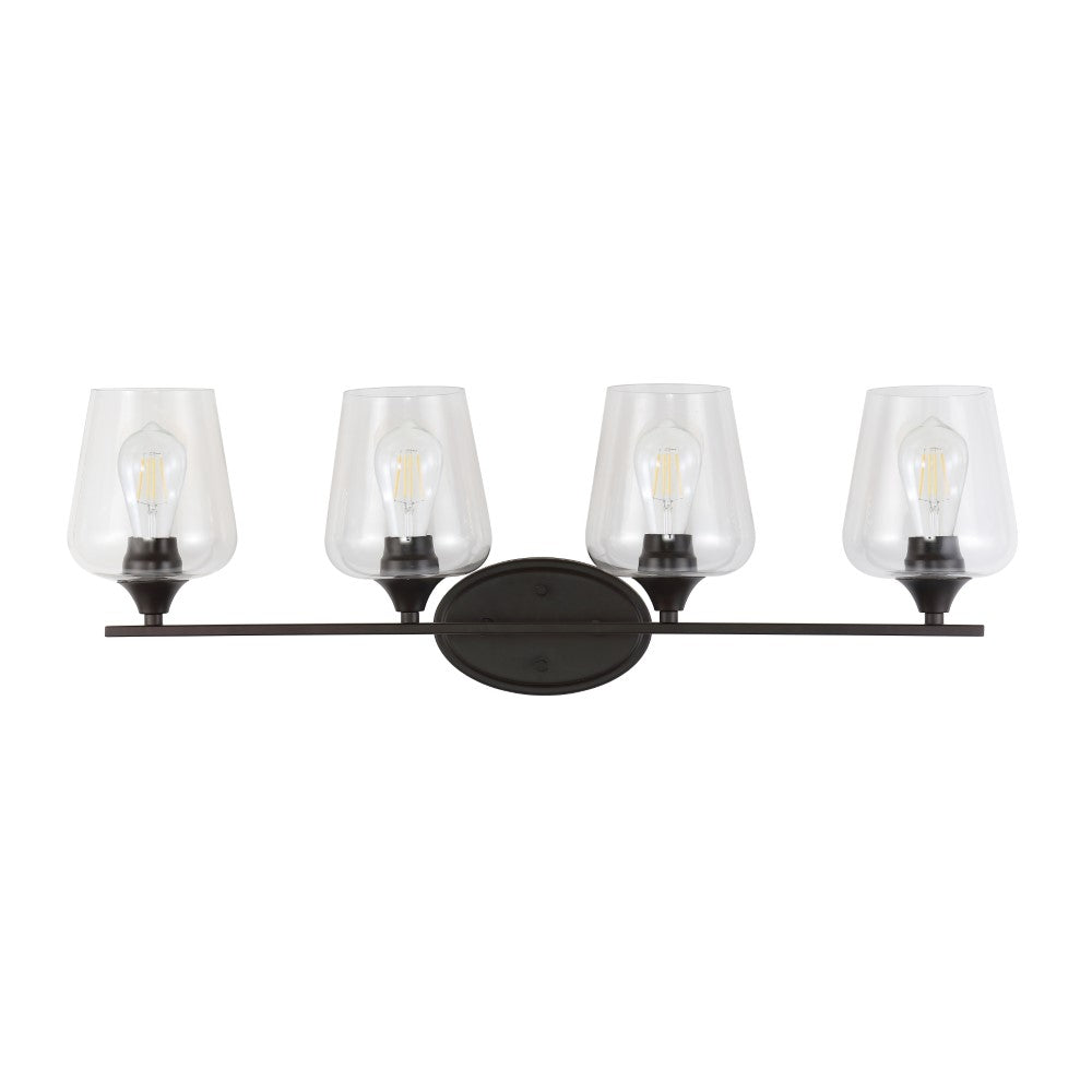 Rustic LED Vanity Light with Iron and Glass - Jayne Cottage Style for Bathroom, Bedroom, or Dressing Room Makeup Area