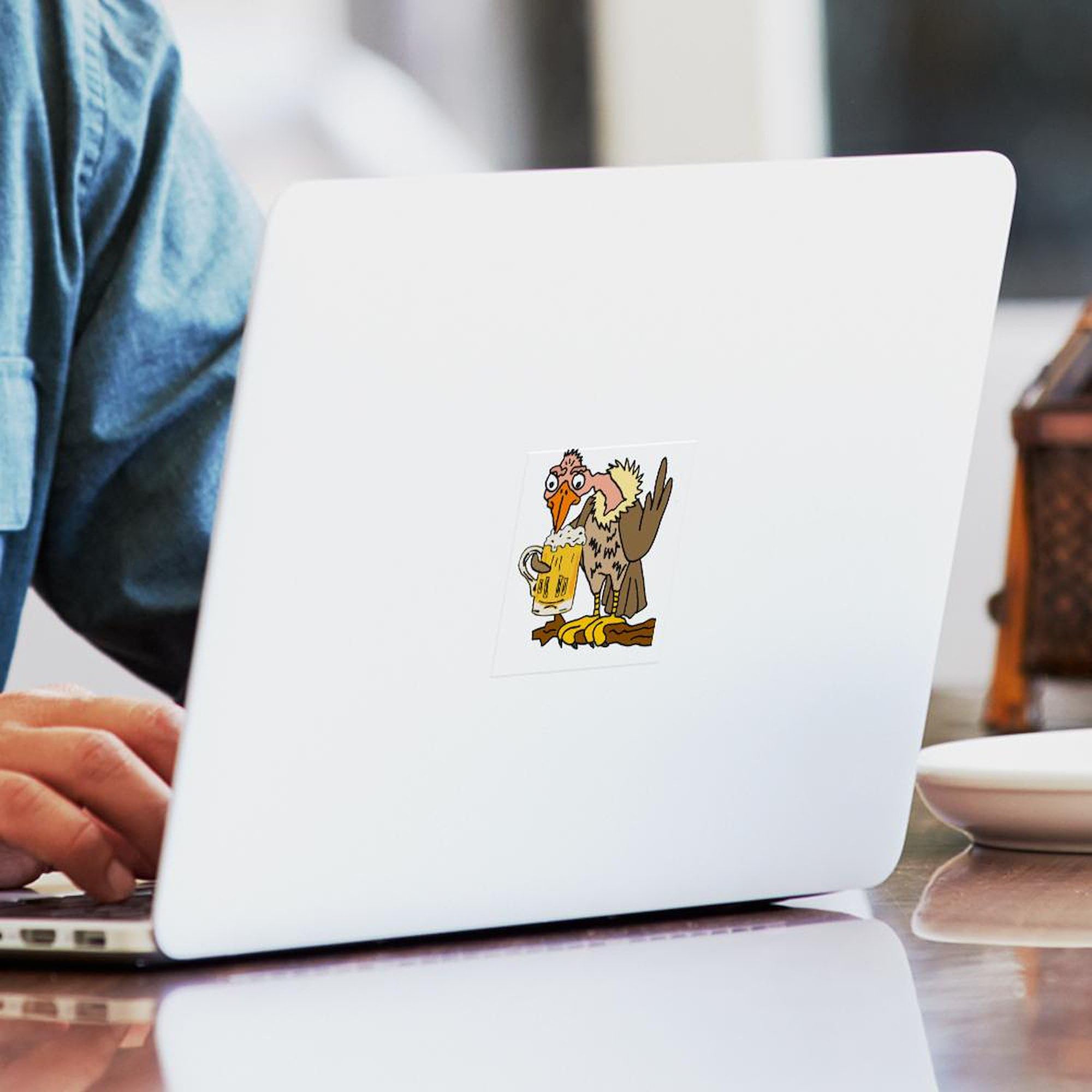 Buzzard Drinking Beer Sticker - Funny Car Decal & Bumper Sticker for Vehicles, Windows, Laptops - Perfect for Beer Lovers & Humor Fans