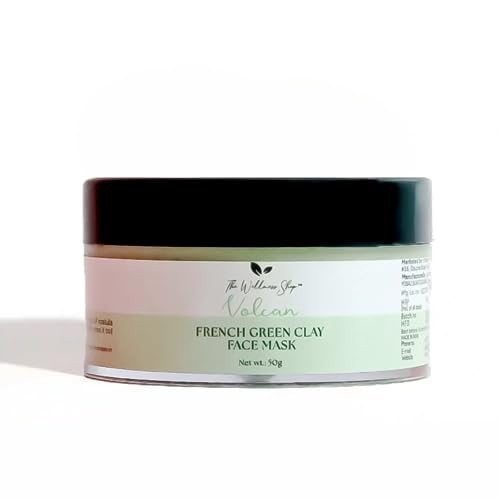 Volcan French Green Clay Face Mask - Deep Cleansing & Oil Control for Acne Prone Skin - Tightens Pores & Reduces Inflammation - Purifying Detox Mask for Men & Women - 50g - Perfect for Spa Days & Self-Care Routines