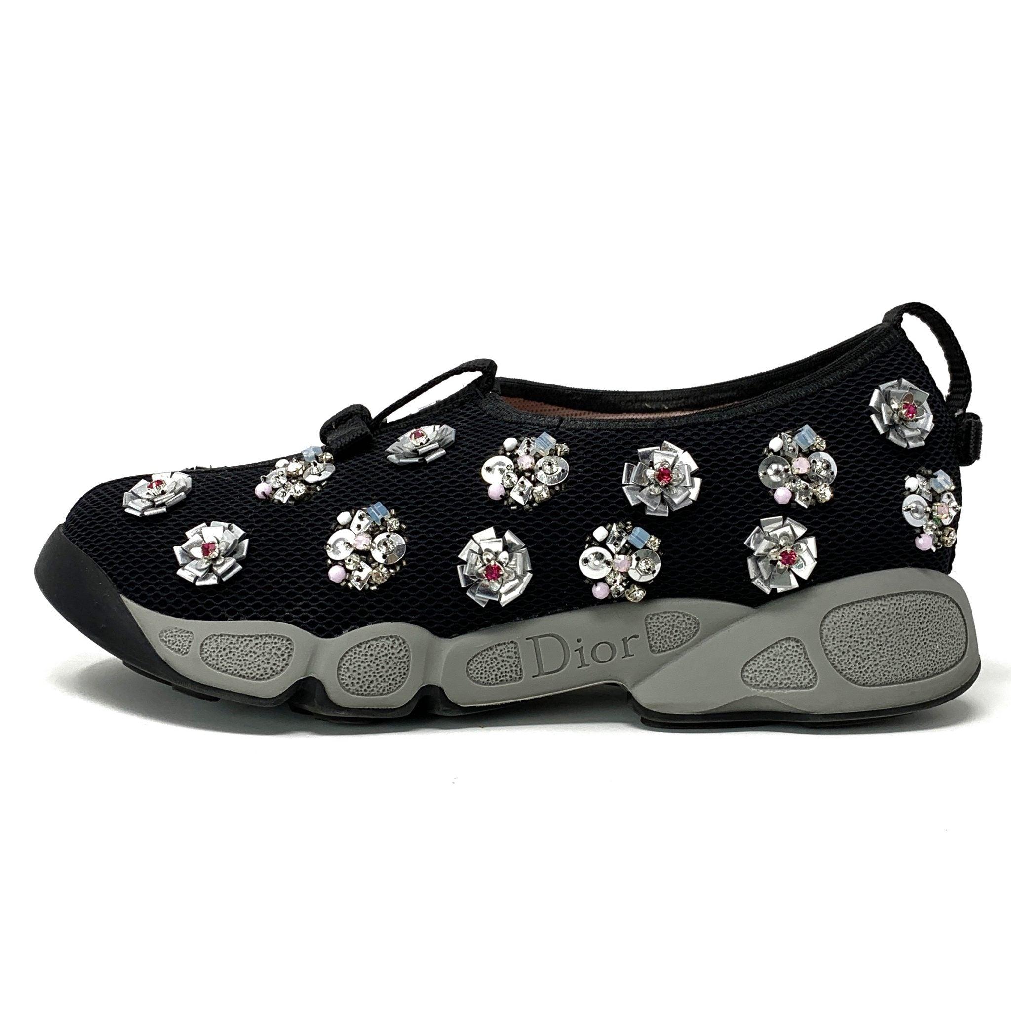 Dior Black Mesh Fusion Embellished Sneakers Women's Size 35.5 - Fashionable Comfort for Casual Wear & Street Style