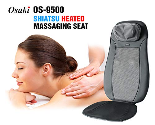 Osaki OS-9500 Shiatsu Massage Chair with Heat - Full Body Kneading, Rolling & Vibration Massage for Back, Neck & Shoulder Pain Relief - Perfect for Office Chair, Home & Car Use
