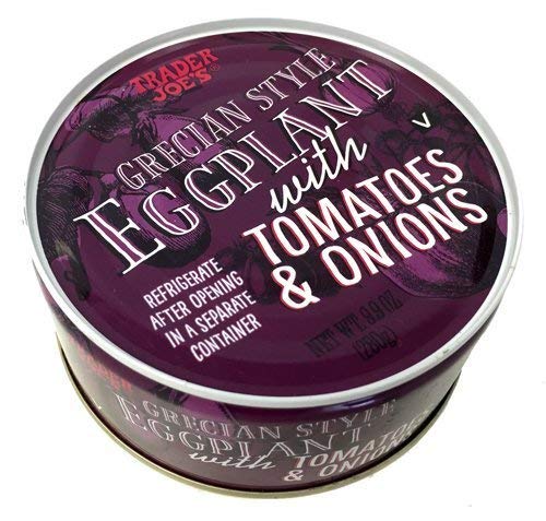 Trader Joe's Grecian Style Eggplant with Tomatoes & Onions 9.9 OZ (280g) - 3-Pack | Mediterranean Vegan Side Dish | Perfect for Mezze Platters, Pasta Toppings & Healthy Snacks