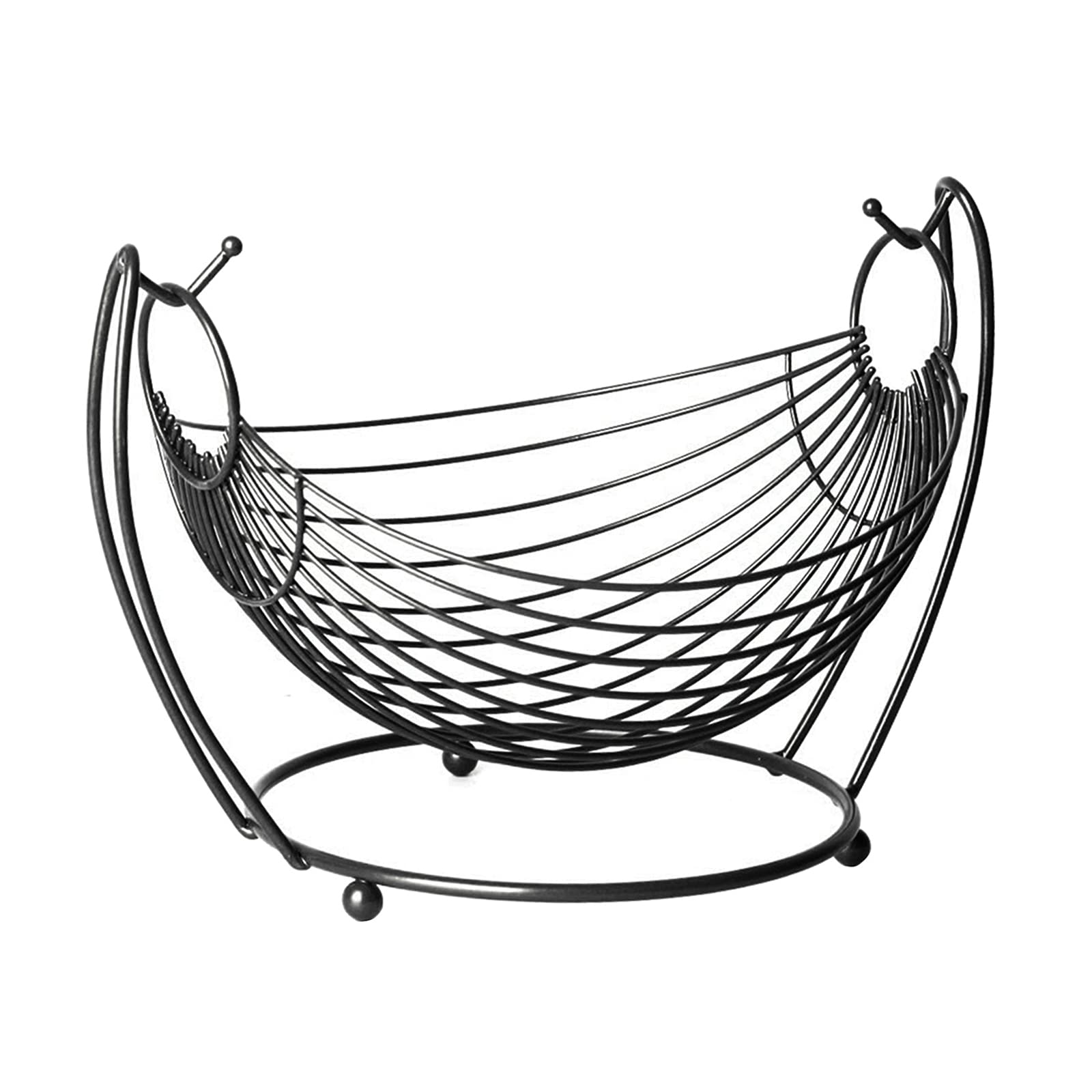Nordic Creative Black Desktop Fruit Basket - Snack Storage Organizer for Kitchen, Vegetables, and Fruits - Perfect for Home, Office, and Dining Table Decor