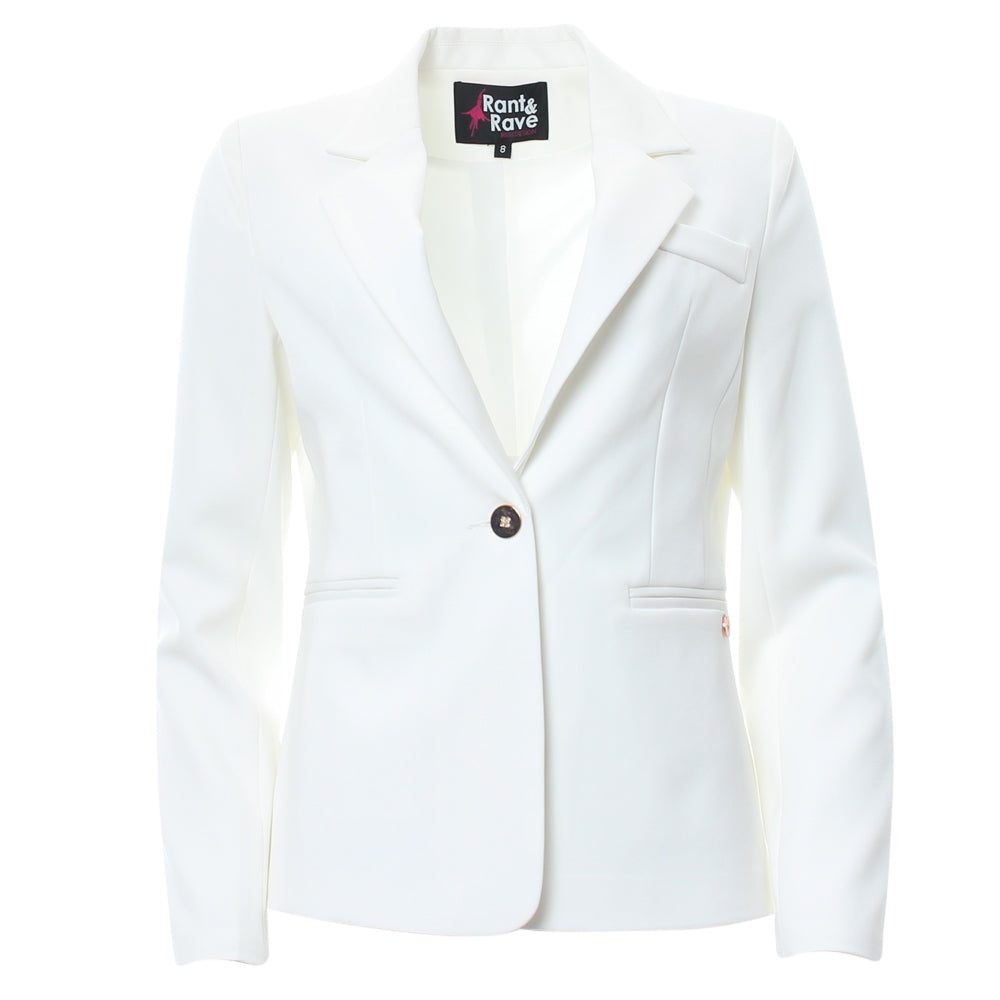 DERVLA Women's Cream Blazer - Elegant Office & Casual Jacket for Work, Parties & Special Occasions
