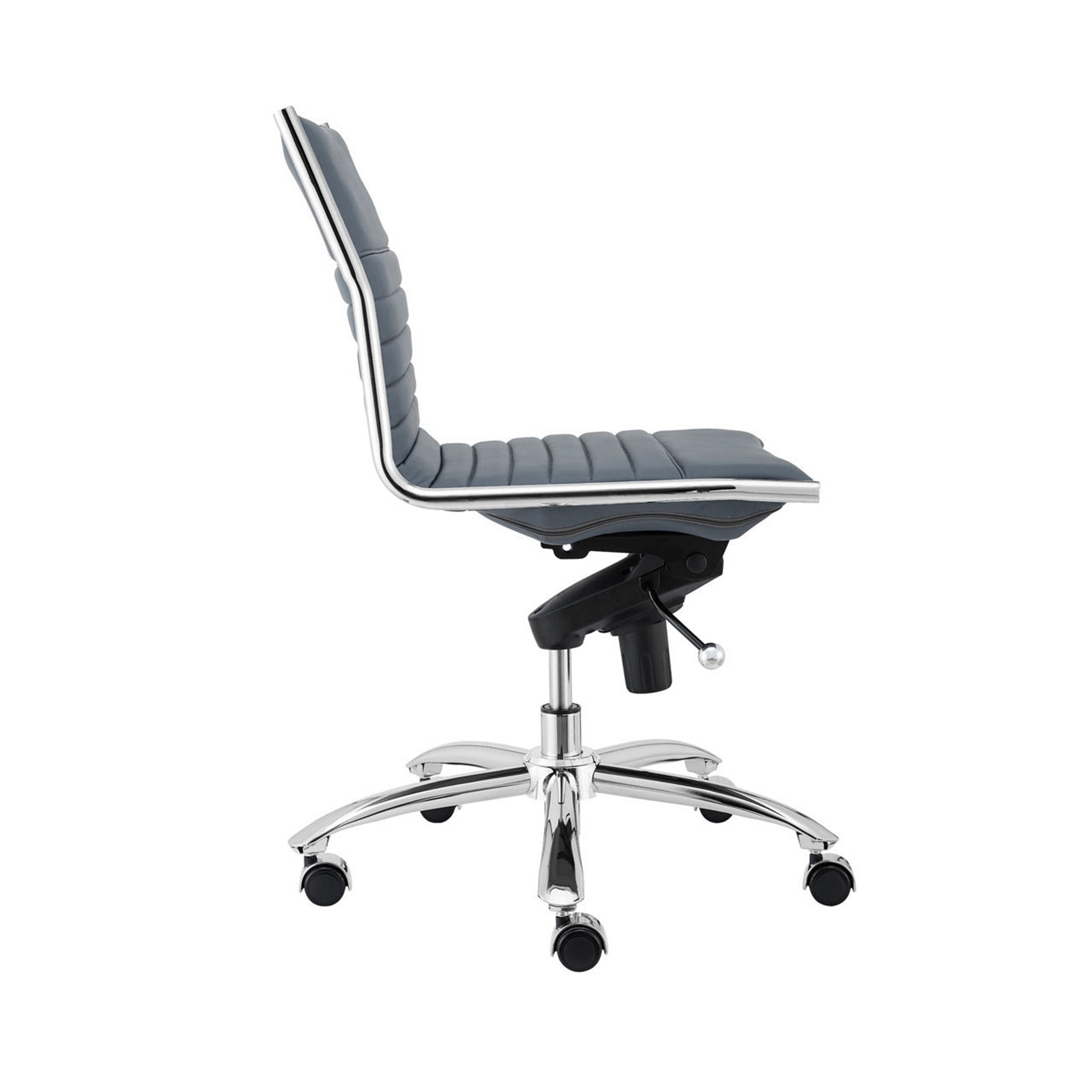 Euro Style Dirk Low Back Office Chair - Armless Ergonomic Design with Chrome Steel Base for Home, Office & Workspace Comfort