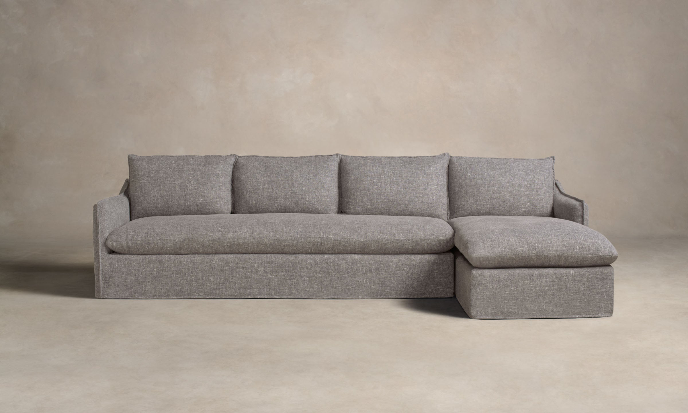 Premium Dune Sectional Sofa with Heritage Belgian Linen Upholstery in Agate - Perfect for Modern Living Rooms & Cozy Home Theater Seating