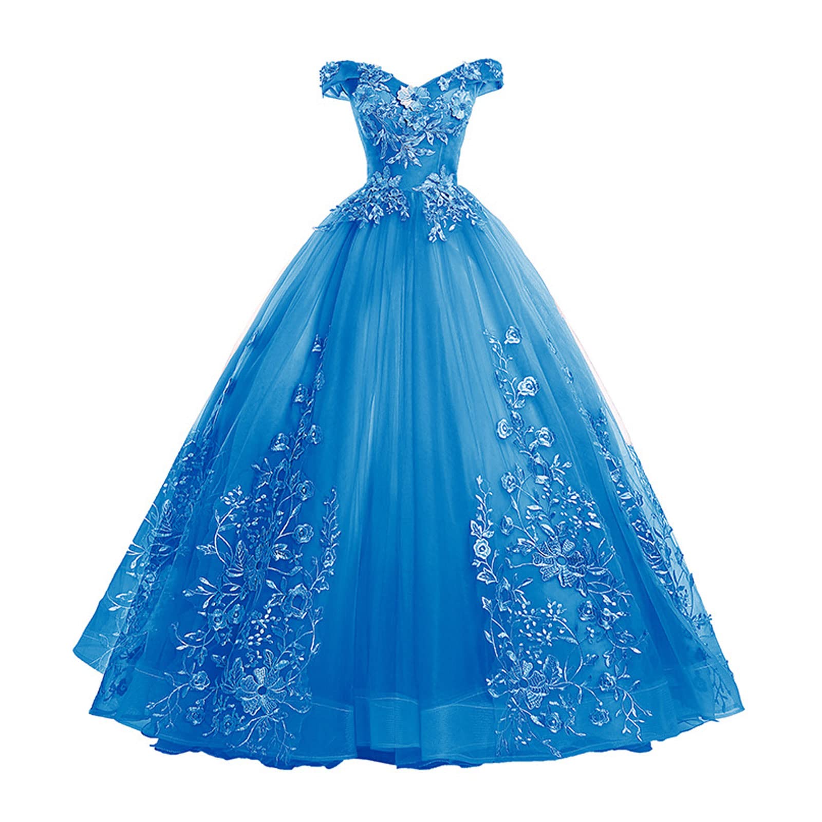 Elegant One Shoulder Tulle Ball Gown for Women - Applique Maxi Party Wedding Evening Dress | Perfect for Prom, Gala, Black Tie Events & Formal Occasions