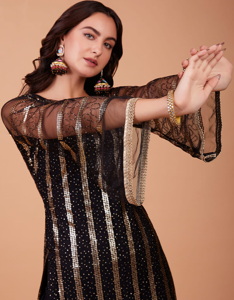 Elegant Black Butterfly Print Pant Suit for Women - Formal Office Wear & Evening Party Outfit