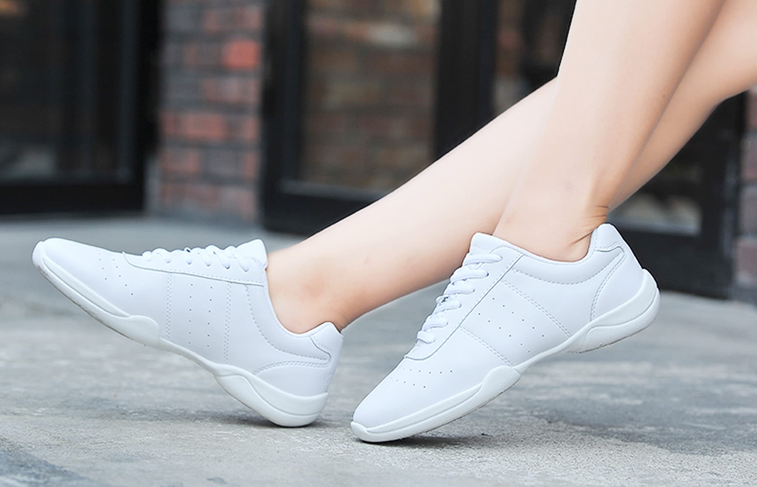WUIWUIYU Women's White Cheerleading Shoes - Lightweight Dance Sneakers for Cheer, Pom, Dance Team & Competition - Perfect for Training, Gymnastics & Tennis Practice
