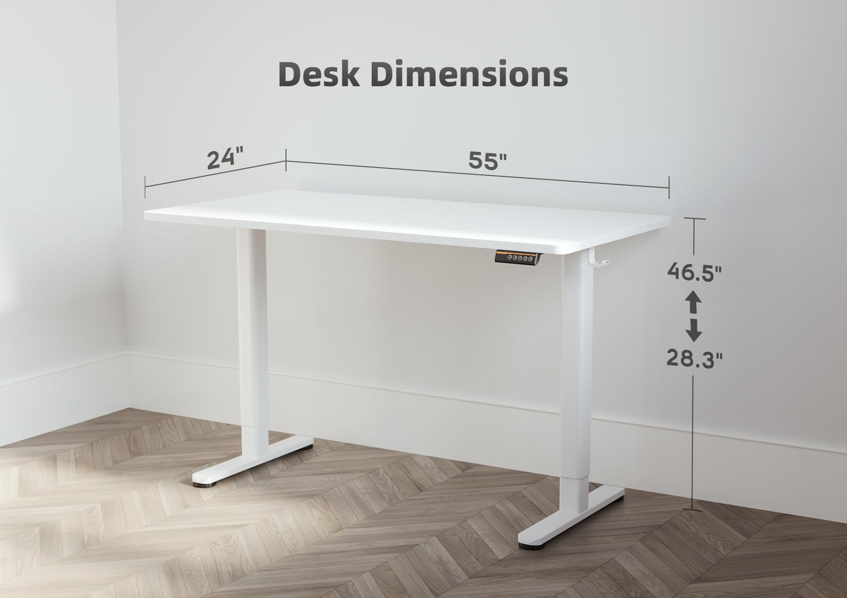 Seang Electric Standing Desk with Adjustable Height - 55x24 Inch Home Office Desk with Splice Board, Ergonomic Sit Stand Workstation (White Frame/White Top) - Perfect for Remote Work, Gaming & Study Setup