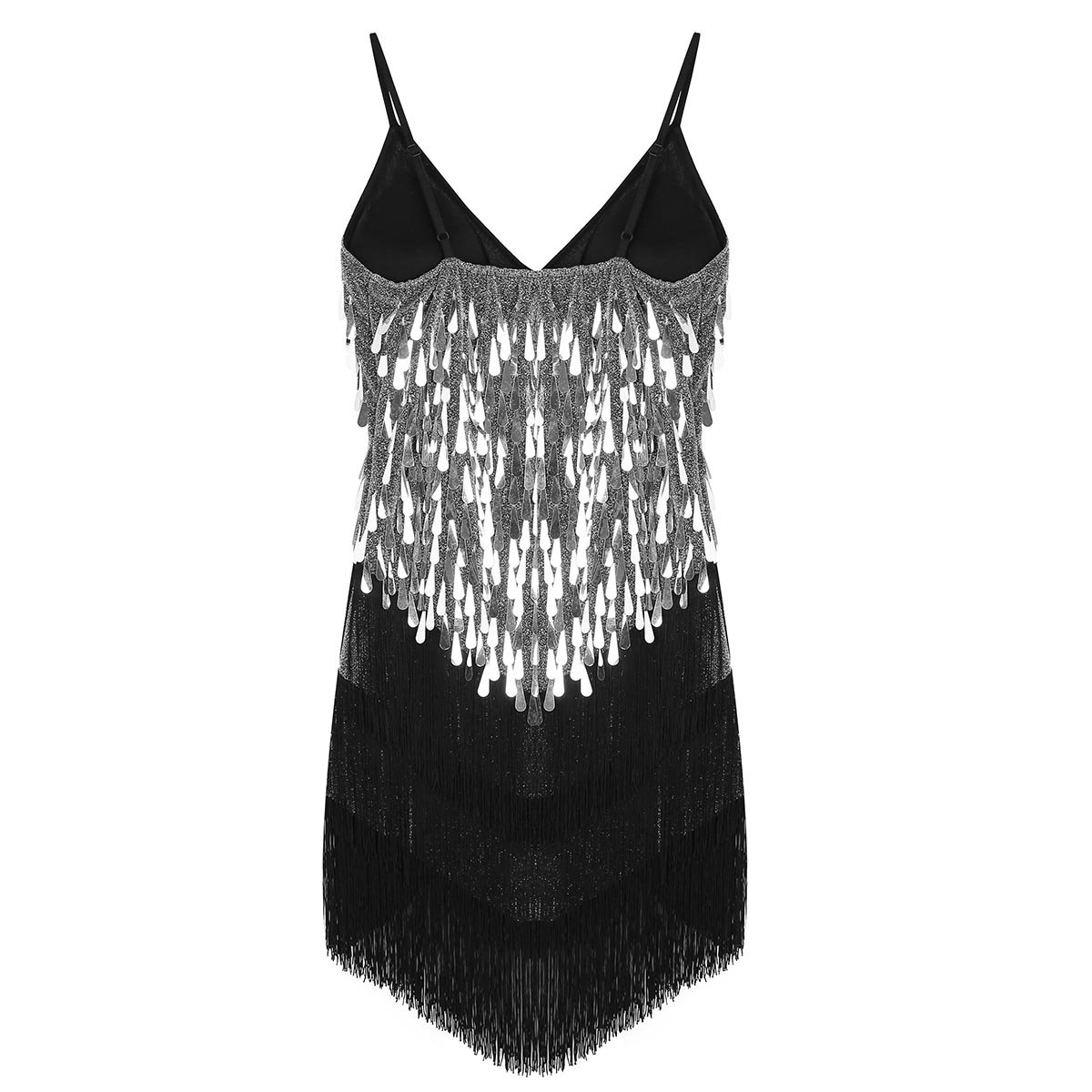 ACSUSS Women's 1920s Sequin Flapper Dress with V Neck & Fringe Tassels - Vintage Charleston Dance Costume for Cocktail Parties, Gatsby Theme Events, and Roaring 20s Performances