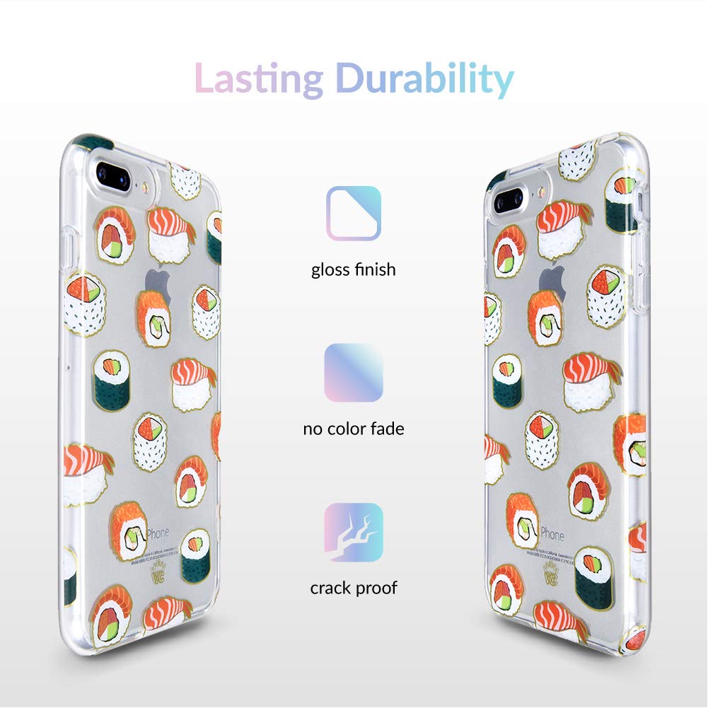 VELVET CAVIAR iPhone 7 Plus & 8 Plus Case - Cute Sushi Design Clear Protective Phone Cover for Women & Girls | Perfect for Everyday Use, School & Travel