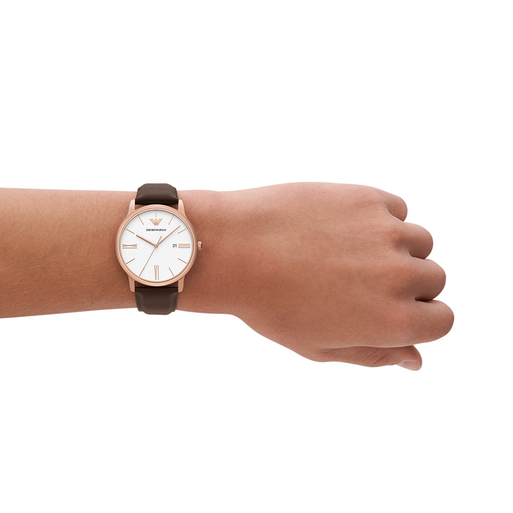 Emporio Armani AR11572 Men's Minimalist Leather Watch - Stylish & Slim Design for Business, Casual & Formal Occasions