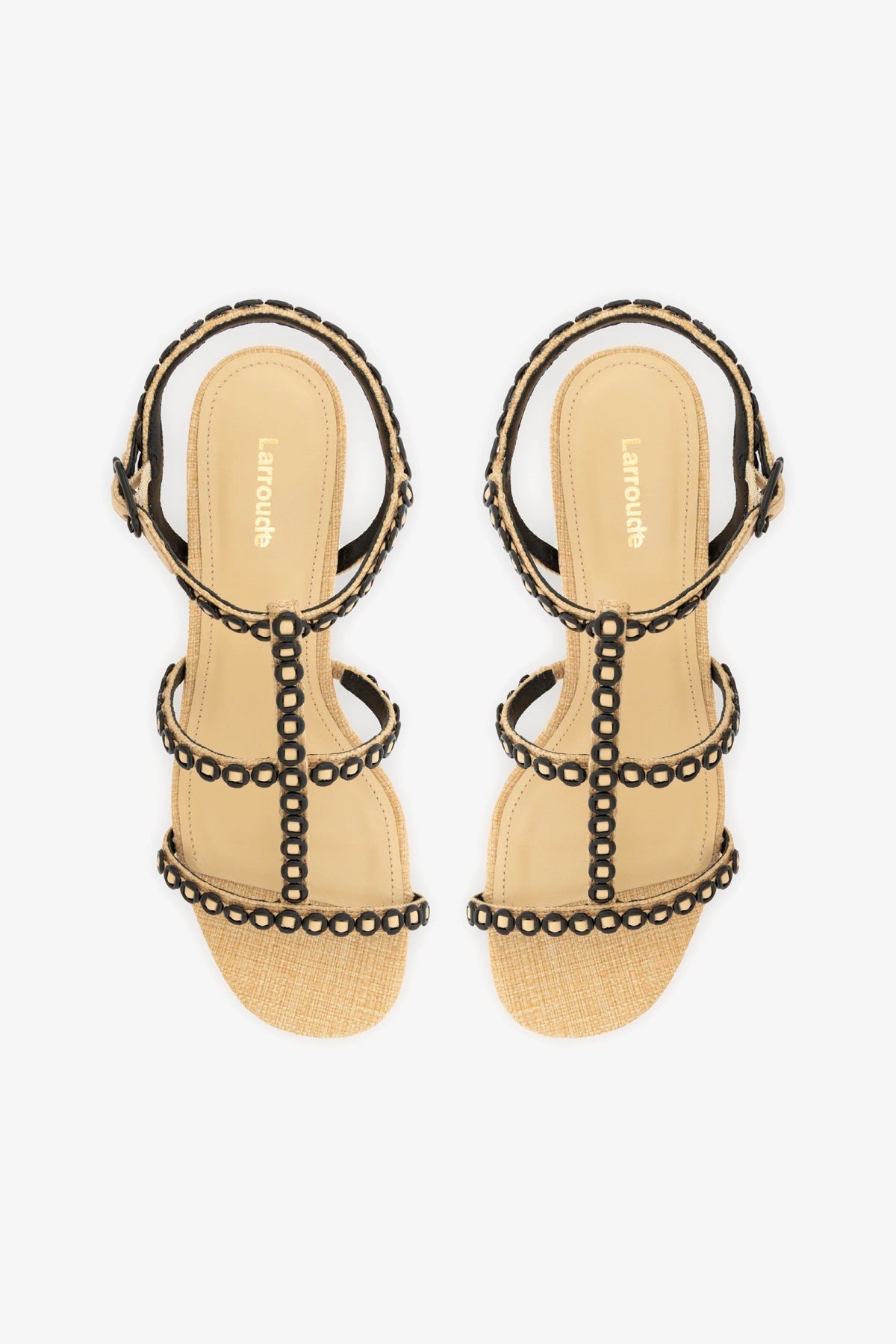 Milanina Block Heel Sandals for Women - Beige Raffia Summer Wedges | Comfortable Beach Wedding Party Shoes