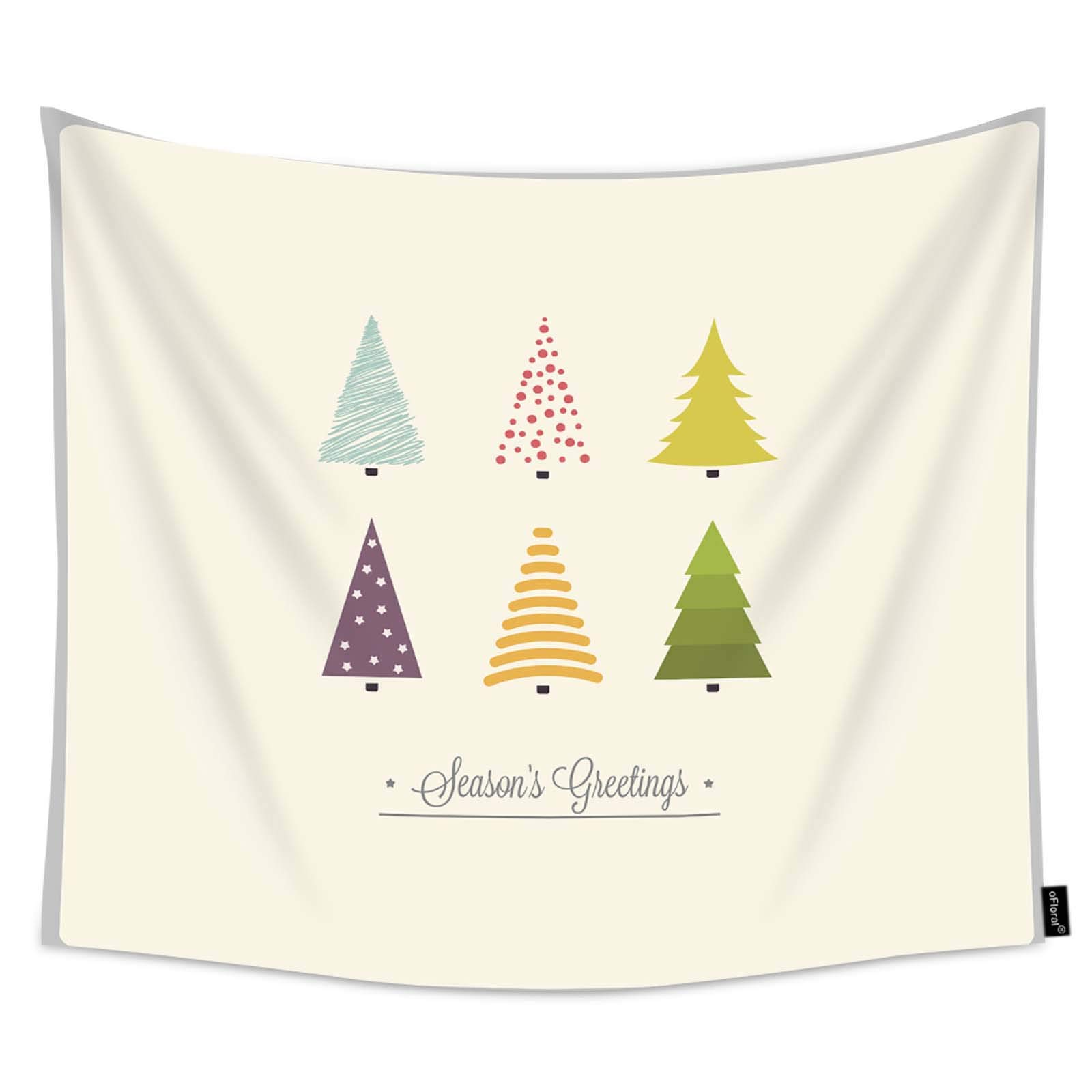 Floral Christmas Tree Tapestry Wall Hanging - Minimal Winter Silhouette Holiday Decor for Kids Room, Bedroom & Living Room - 60 x 51 Inch - Perfect for Seasonal Home Decor, Christmas Party Backdrop & Cozy Winter Ambiance