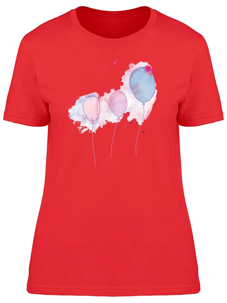 Smartprints Women's Cool Watercolor Balloons Graphic T-Shirt - Soft Cotton Casual Tee for Summer Outfits, Beach Vacations & Everyday Wear