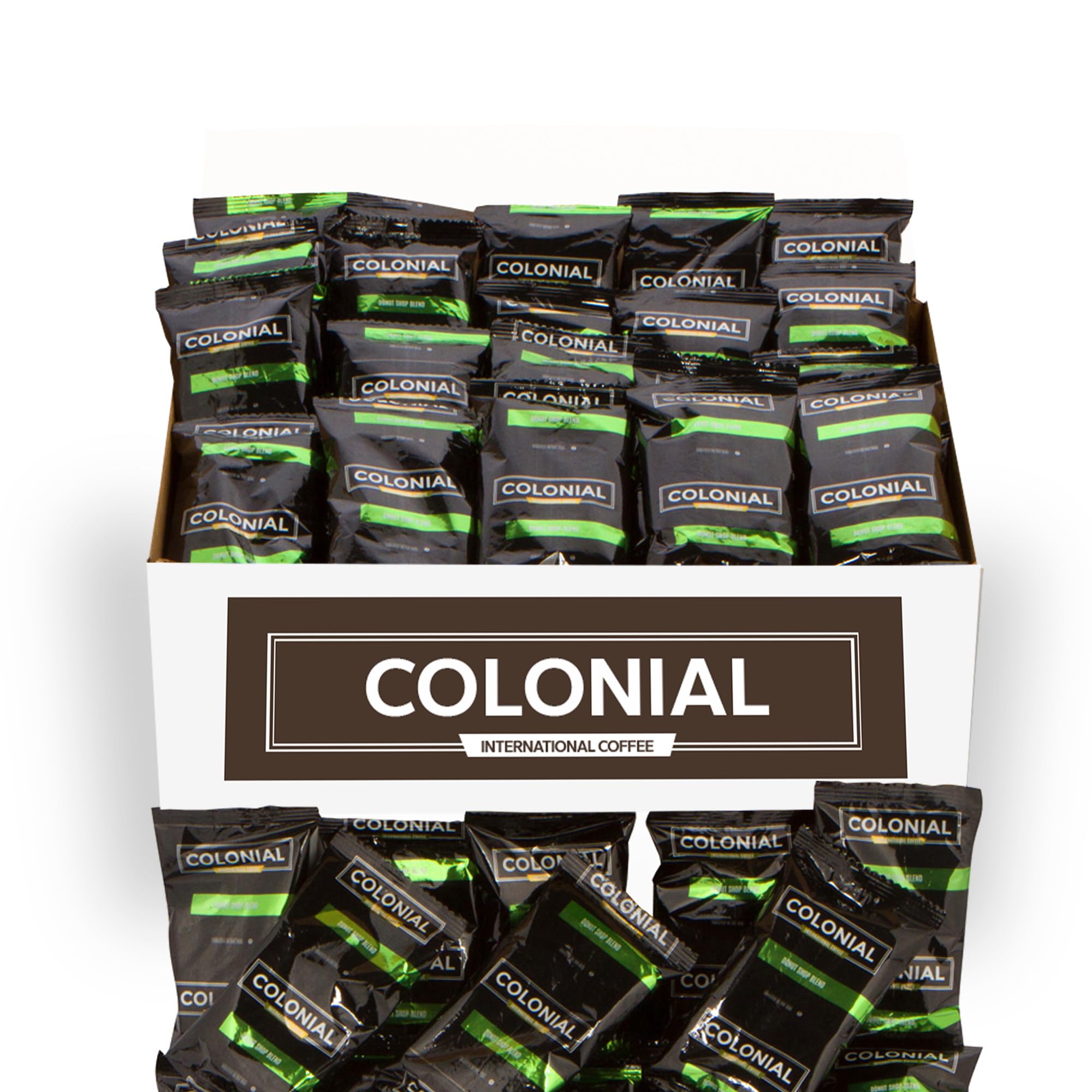 Premium Donut Shop Blend Medium Roast Pre-Ground Coffee Packets (2.5 oz, Pack of 32) - Bulk Single Serve Bags for Drip Coffee Makers - Perfect for Office, Home & Camping Brewing