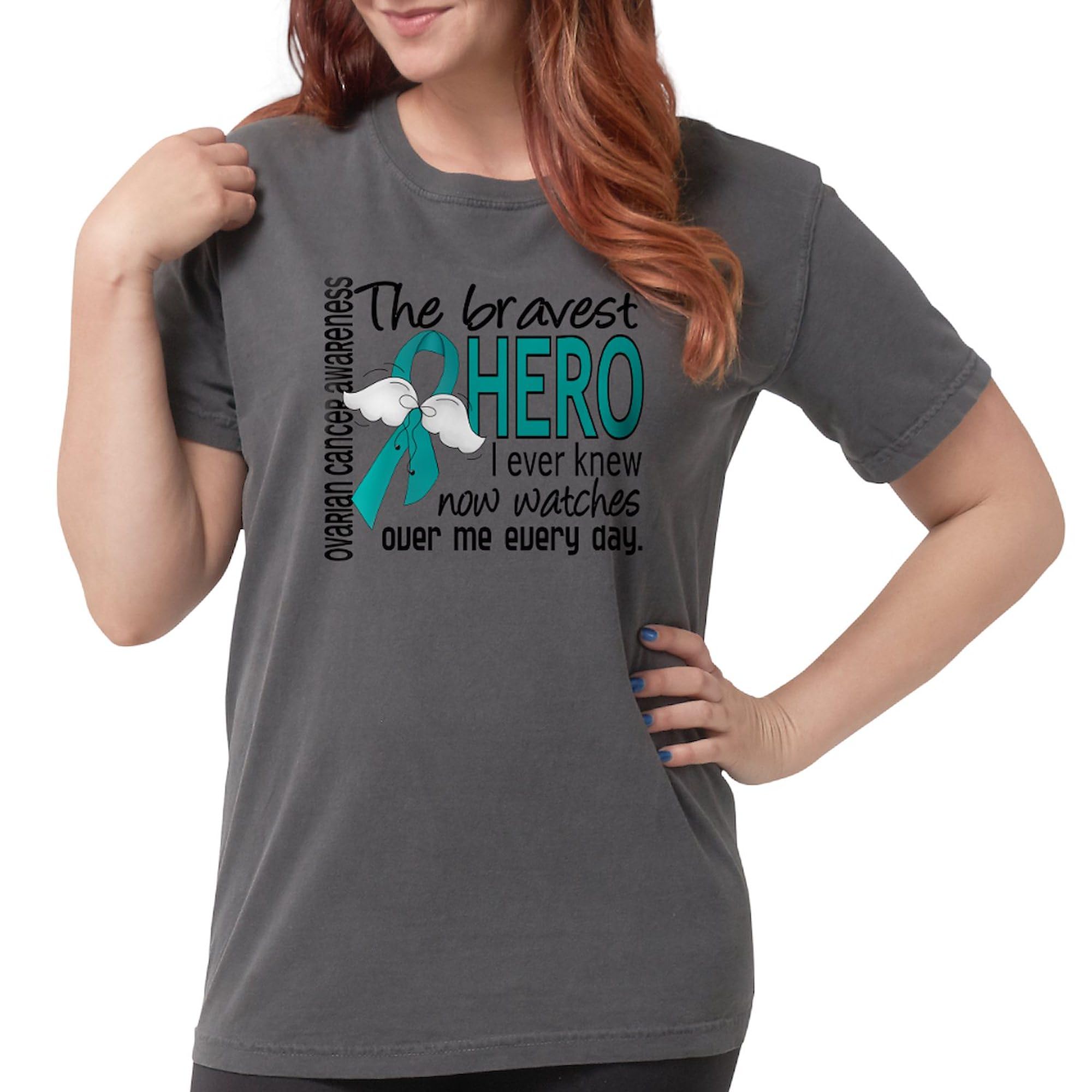 Bravest Hero I Knew Ovarian Cancer Awareness T-Shirt for Women - Comfort Colors® Soft Cotton Tee - Support Survivors & Show Solidarity