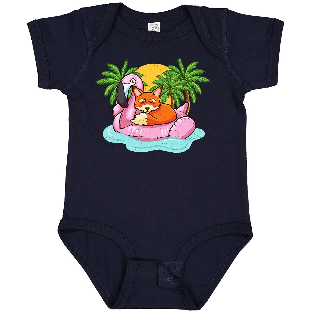 Inktastic Fox Flamingo Tropical Beach Vacation Baby Bodysuit - Cute Animal Print Onesie for Boys & Girls - Perfect for Summer Outings, Beach Trips & Family Photos