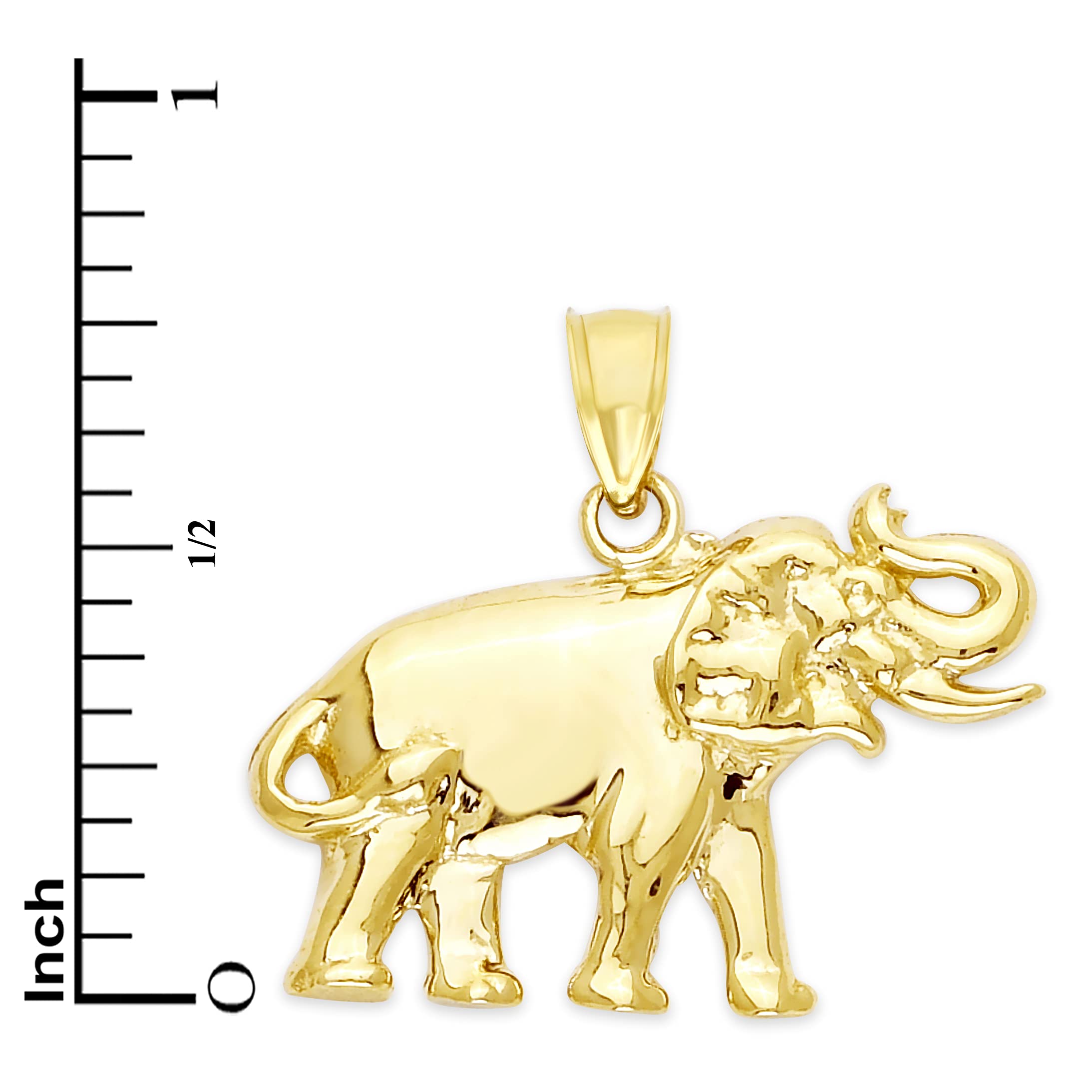 10K Solid Gold Elephant Pendant Necklace - Spiritual Animal Jewelry for Women - Lucky Charm Gift for Her - Yellow Gold One Size - Perfect for Birthdays, Anniversaries & Everyday Elegance