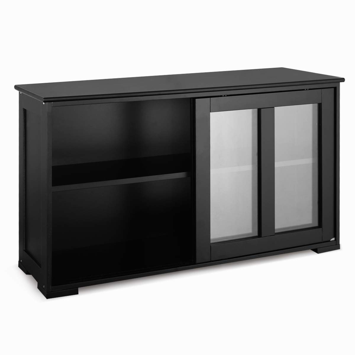 Giantex Modern Wood Buffet Sideboard with Sliding Doors - Adjustable Shelf Storage Cabinet, Kitchen Pantry Cupboard & Living Room Dining Room Console Table - Perfect for Home Storage & Entertaining (Black)