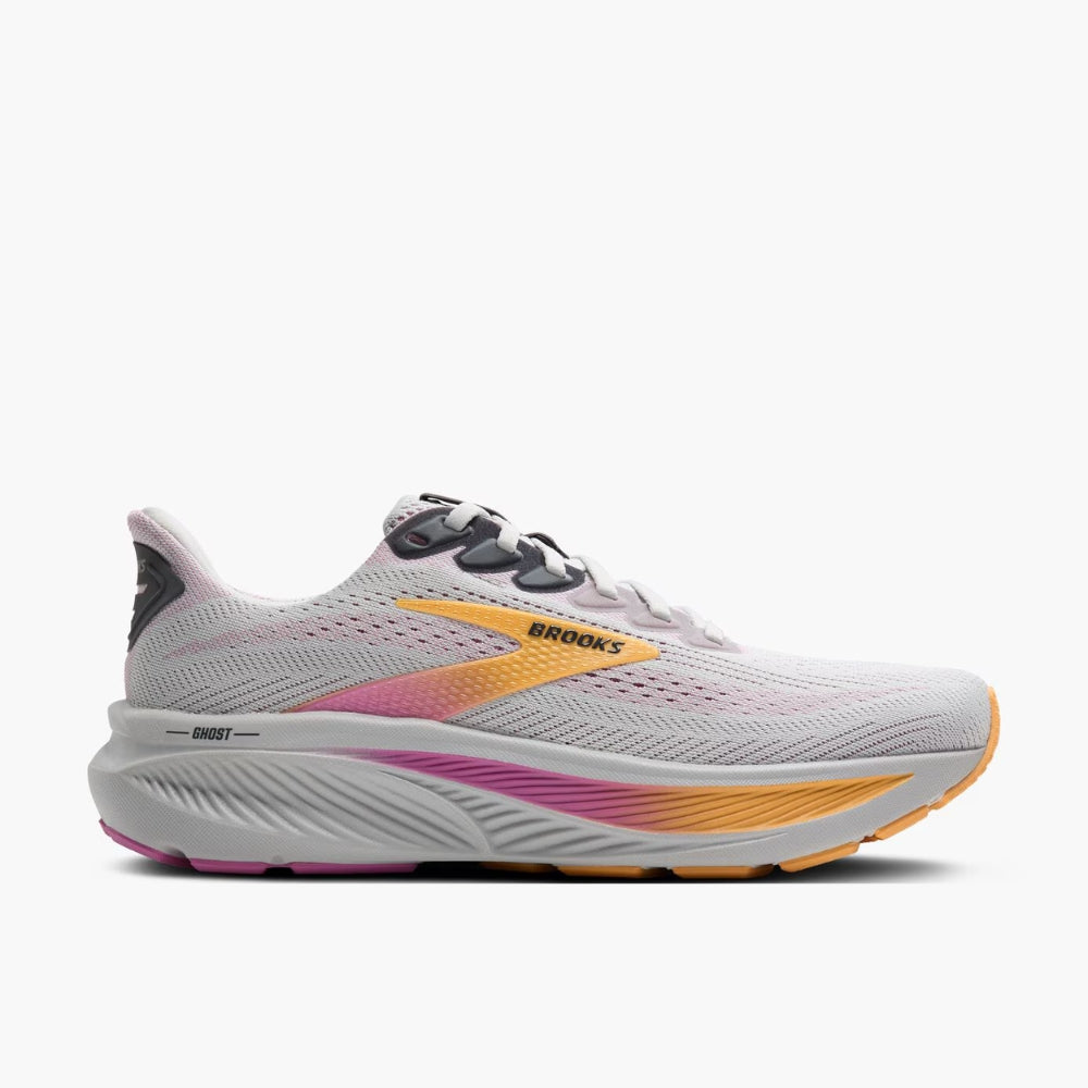Brooks Women's Ghost 17 Running Shoes - Lightweight Cushioned Sneakers for Jogging & Training in Oyster/Apricot/Pink | Perfect for Road Running, Gym Workouts & Everyday Comfort