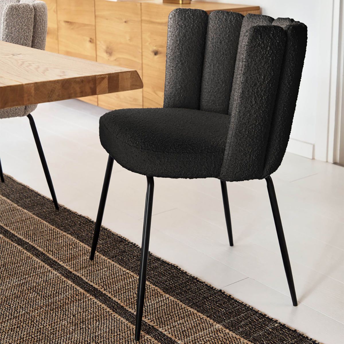 Aniela Boucle Dining Chair - Modern Upholstered Accent Chair for Kitchen, Dining Room & Office - Comfortable & Stylish Seating Solution