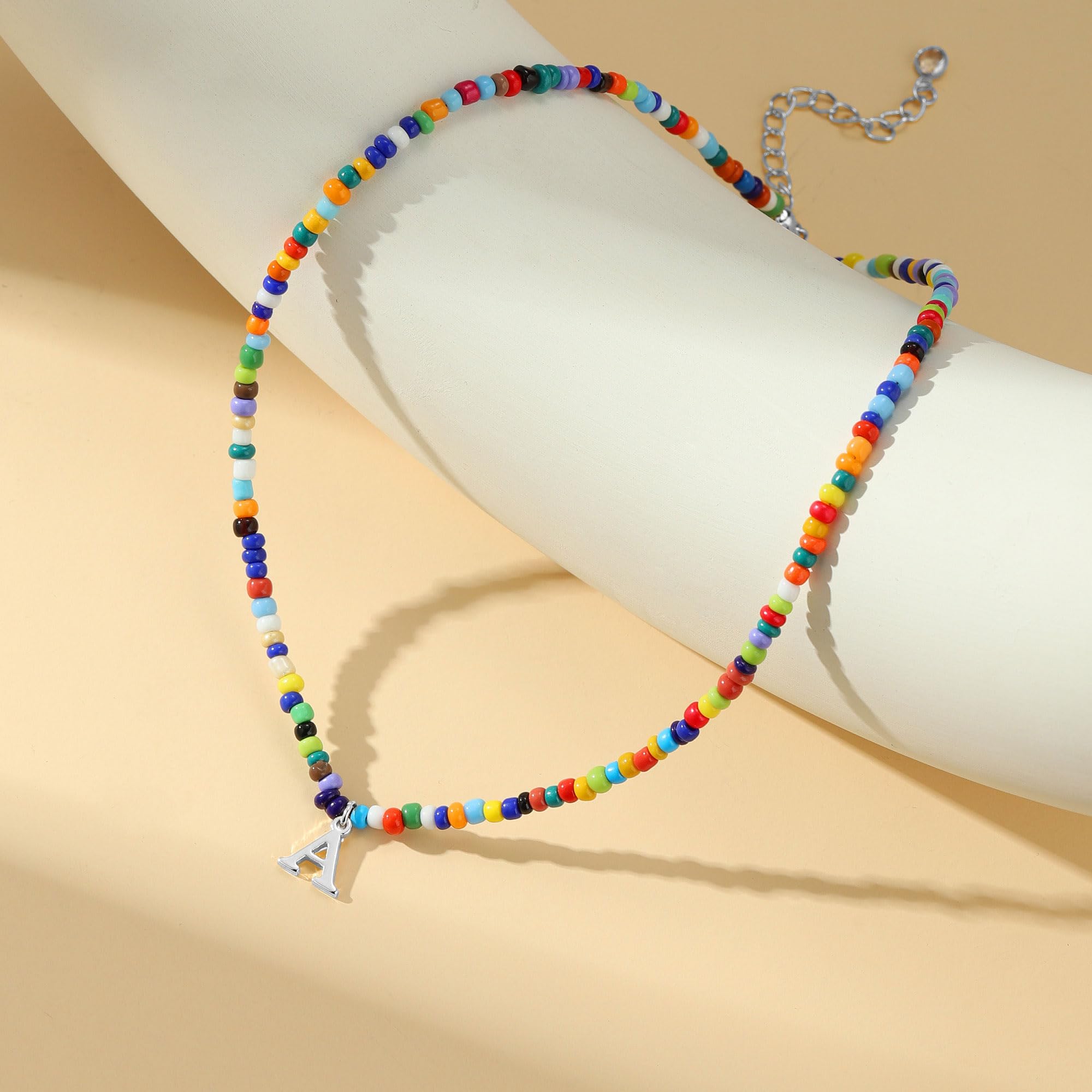Personalized Initial Letter Necklace for Women & Girls - Trendy Beaded Choker Jewelry with Colorful Beads, Perfect for Easter, Birthday Gifts & Everyday Wear