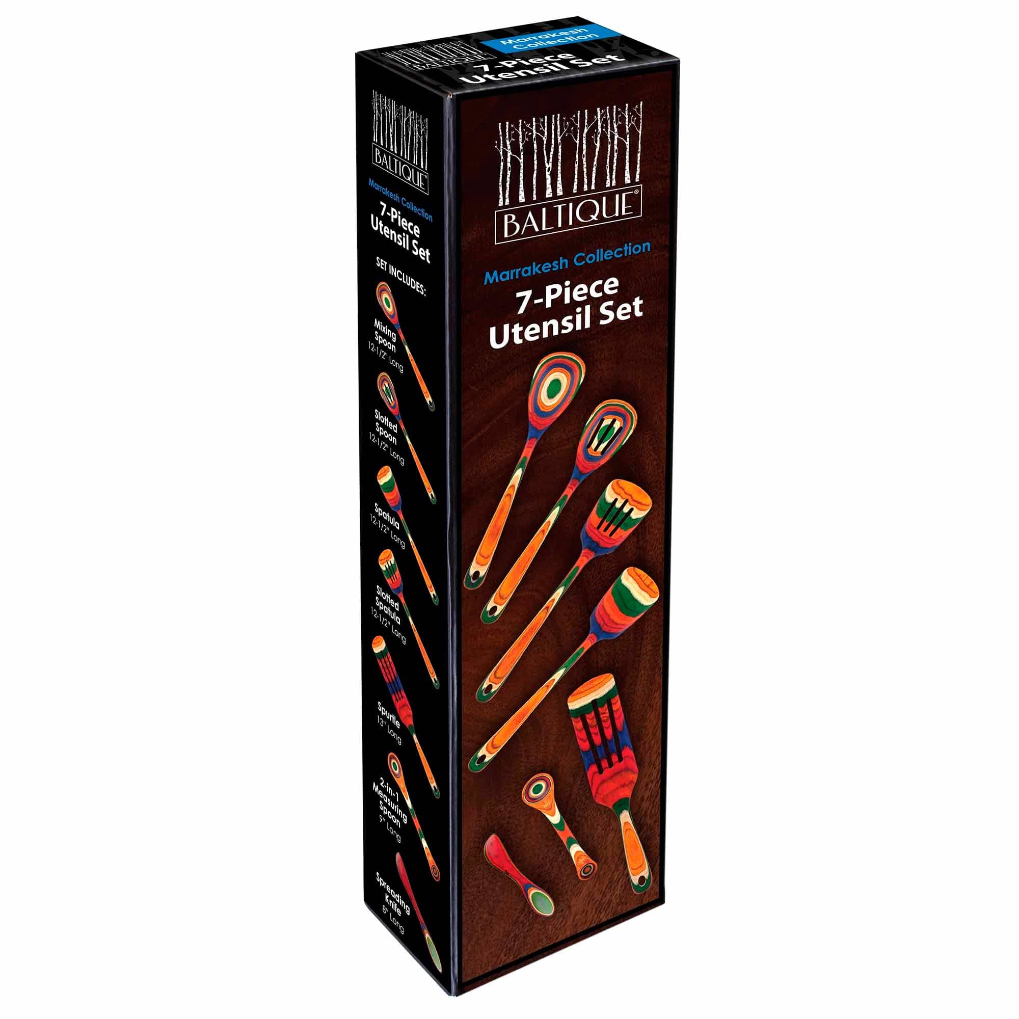 Baltique® Marrakesh Collection 7-Piece Nonstick Cooking Utensil Set - Wooden Handle Kitchen Tools for Baking, Frying & Stirring - Perfect for Home Chefs & Gift Giving