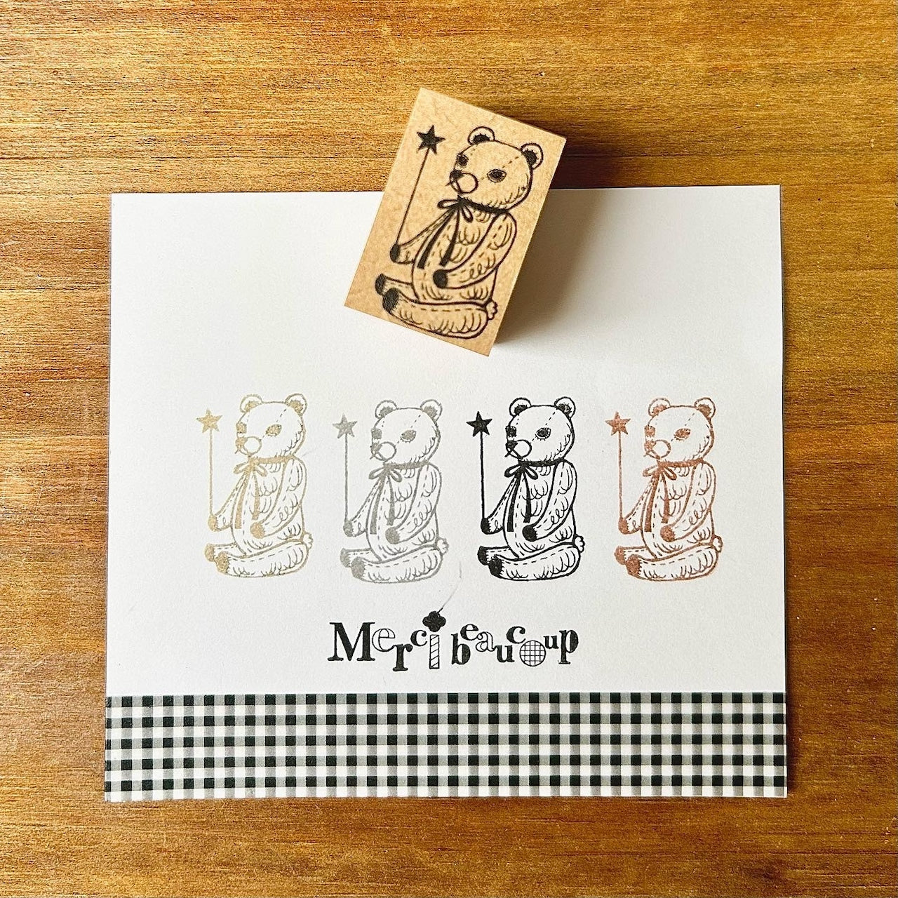Kinotorico Wooden Rubber Stamp - Teddy Bear Design for DIY Scrapbooking, Card Making & Craft Projects