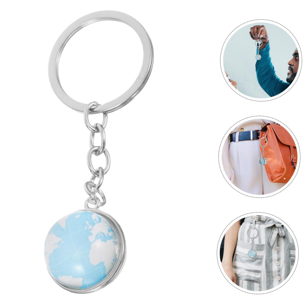 Kisangel World Map Keychain - Zinc Alloy Globe Keyring for Car Keys, Travel Gifts & Backpack Accessories | Perfect for Geography Lovers & Frequent Travelers