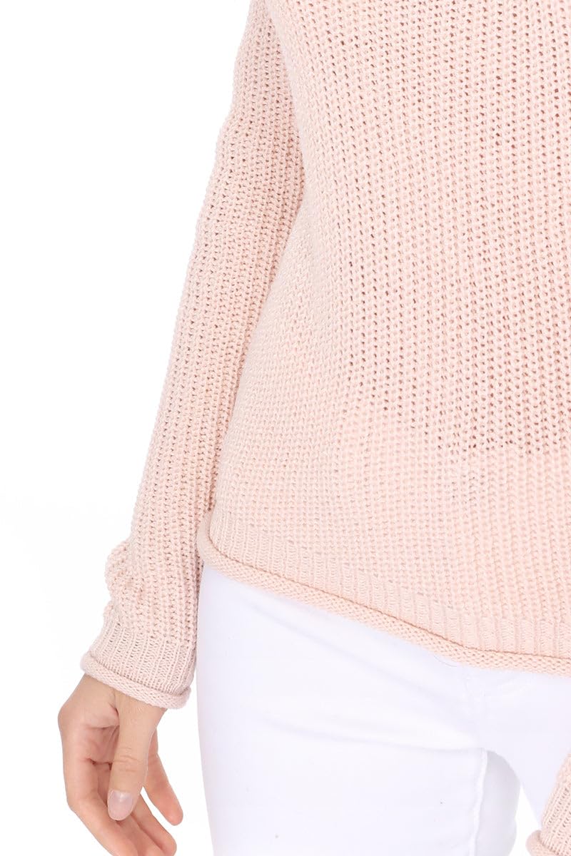 YEMAK Women's Lightweight Waffle Knit Pullover Sweater - Long Sleeve Crewneck Casual Top for Fall & Winter | Perfect for Office, Travel and Everyday Wear