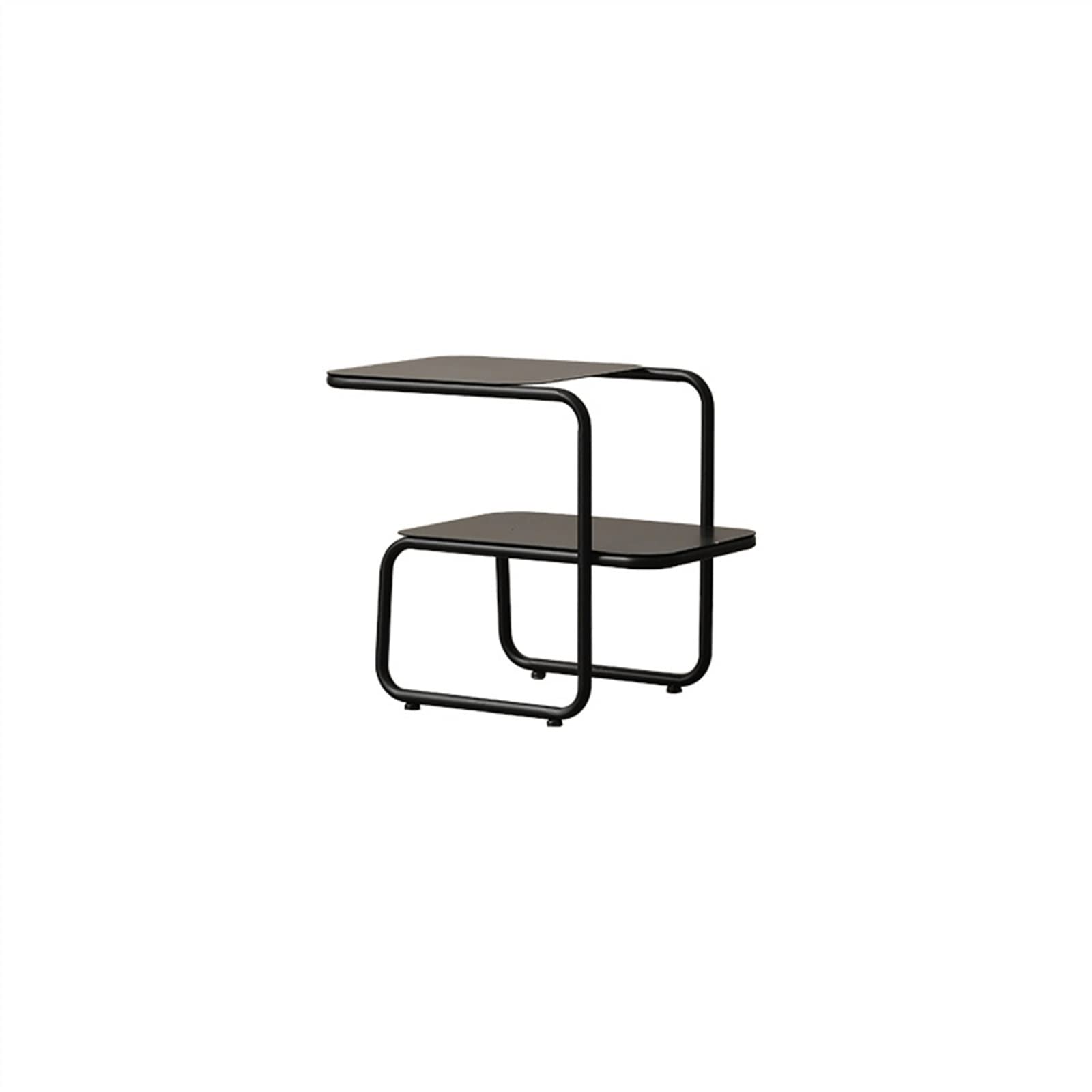 Modern 2-Tier Coffee Table with Storage - Black Wrought Iron Side Table for Living Room, Bedroom, or Office - Perfect as Sofa End Table, Bedside Table, or Space-Saving Corner Table
