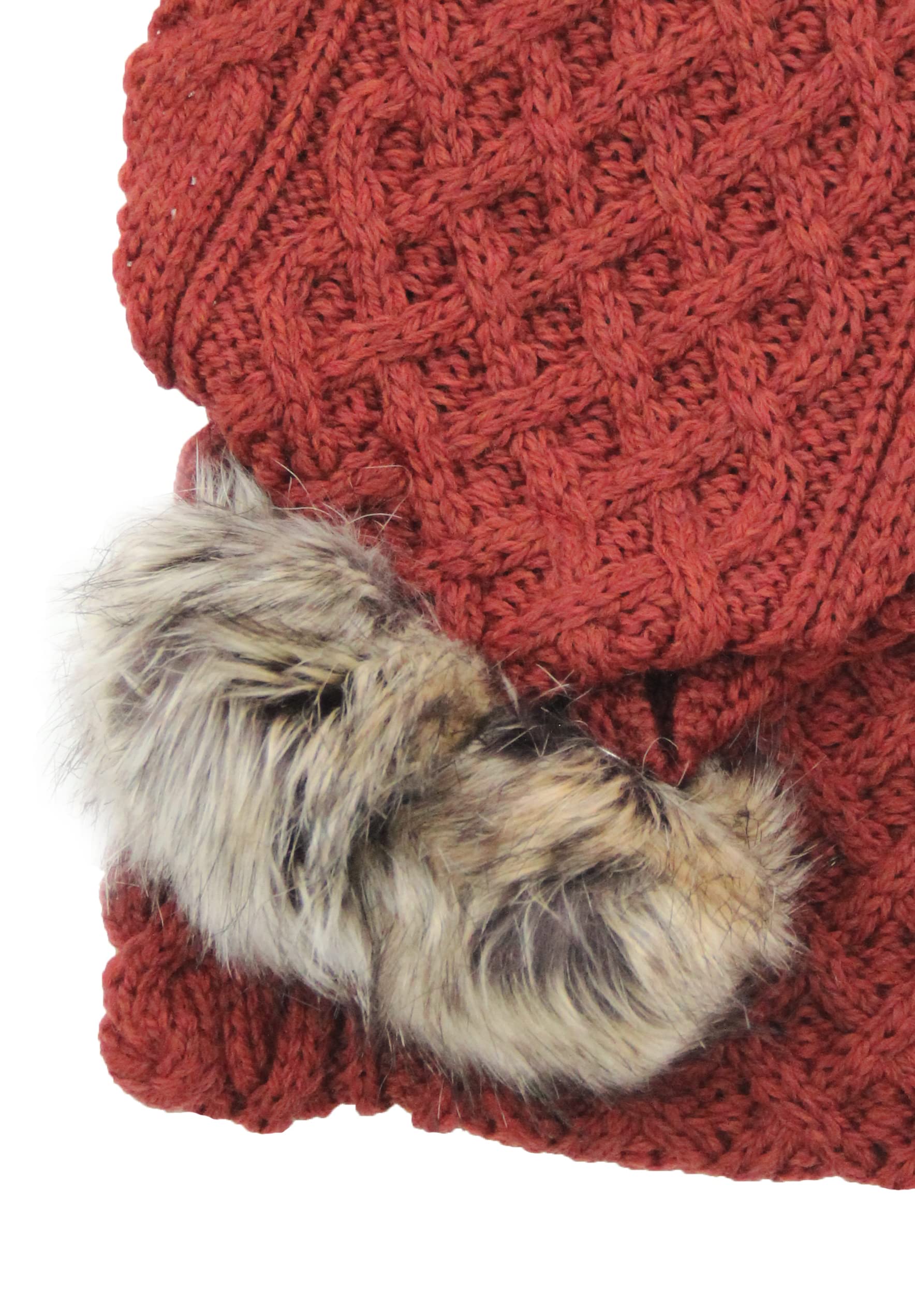 Aran Crafts Irish Cable Knit Wool Scarf with Faux Fur Pom - 10