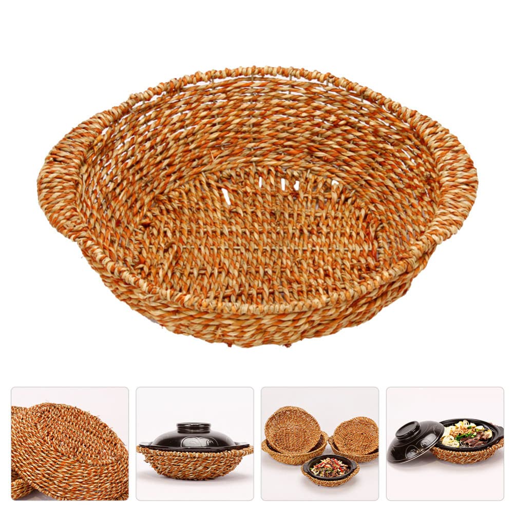 Cabilock 1pc Braided Water Hyacinth Placemat - Non-Slip Rattan Table Mat for Dining Table Decor, Casserole Pot Holder, Home & Kitchen Protection - Perfect for Dinner Parties, Daily Use & Heat-Resistant Serving