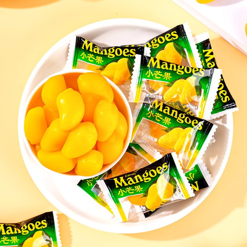 Chinese Mango Toffee Candy - Healthy Fruit Juice Gummy Snacks for Office & Travel (100G)