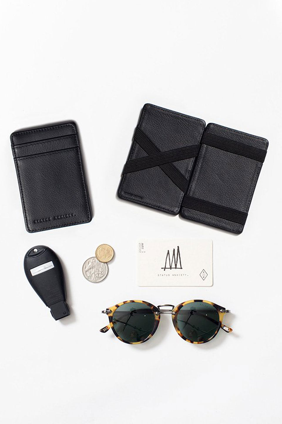 Flip Two Sided Black Leather Wallet Card Holder - Slim RFID Blocking Minimalist Wallet for Men & Women - Perfect for Travel, Business Cards, and Everyday Use