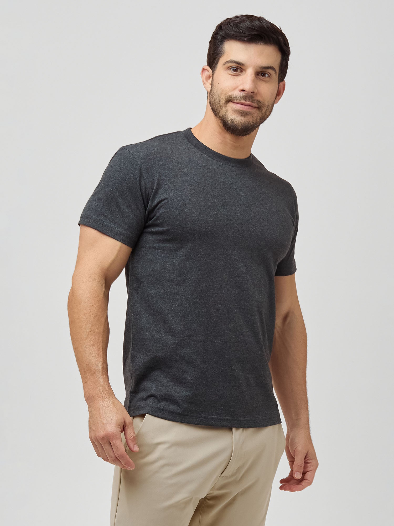 Premium Men's Charcoal Crew Neck T-Shirt - Soft Cotton Comfort Fit Casual Tee for Everyday Wear, Gym & Outings