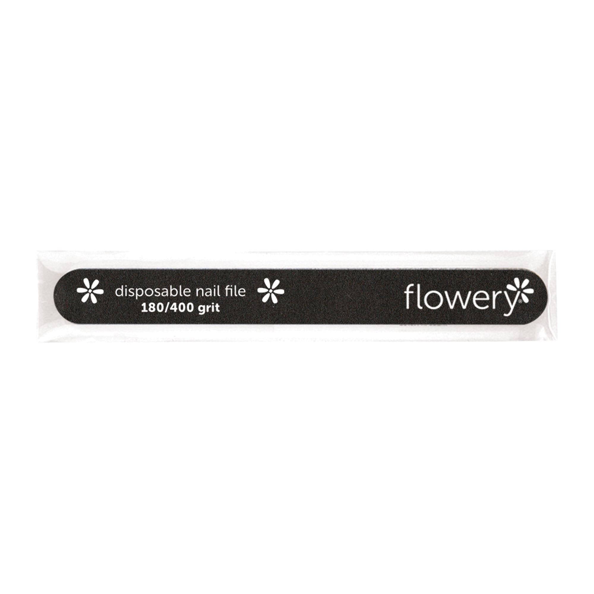 Flowery 100 Count Disposable Nail Files with Cushioned Grip - Gentle Emery Boards for At-Home Manicures, Salon Nail Care & Travel Essentials