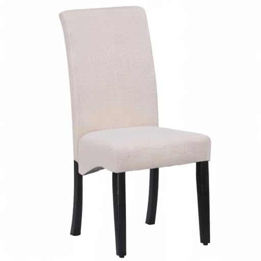 WestinTrends Linox Upholstered Dining Room Chairs Set of 2 - Modern Parsons Kitchen Chairs with Linen Fabric & Solid Wood Legs, Beige - Perfect for Dining Tables & Home Decor