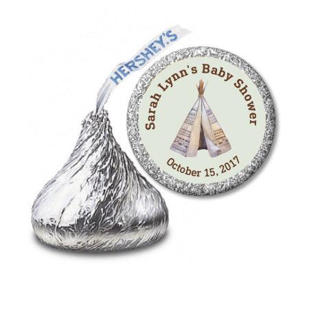 Tribal Teepee Hershey Kiss Sticker Favor - Unique Party Favors for Baby Showers, Birthday Parties & Wedding Celebrations
