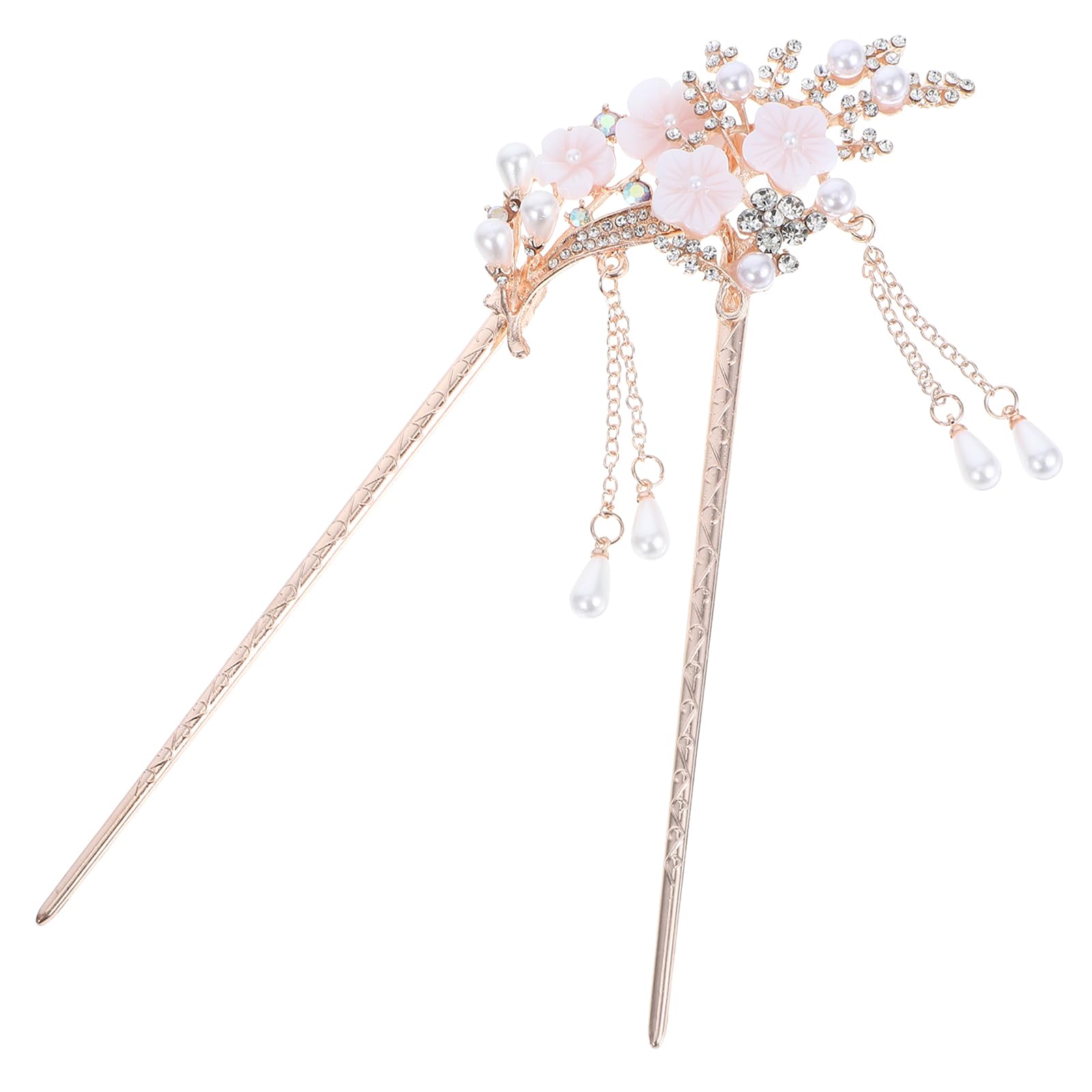 Vintage Pearl Flower Hair Sticks - 2PCS Rhinestone Hair Pins for Women, Wedding & Party