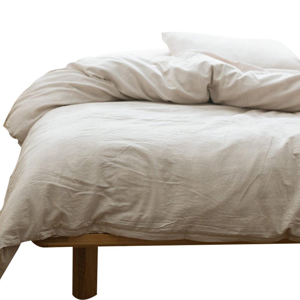 MKXI Solid Taupe Duvet Cover Set King Size - 100% Washed Cotton Comforter Cover in Light Tan | Elegant Neutral Bedding Collection for Master Bedroom & Guest Room Decor
