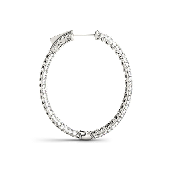1.5 Inch 3 Row Pave Oval Hoop Earrings - Sterling Silver or Gold Plated, Elegant Dangle Earrings for Women, Perfect for Parties, Weddings & Everyday Wear