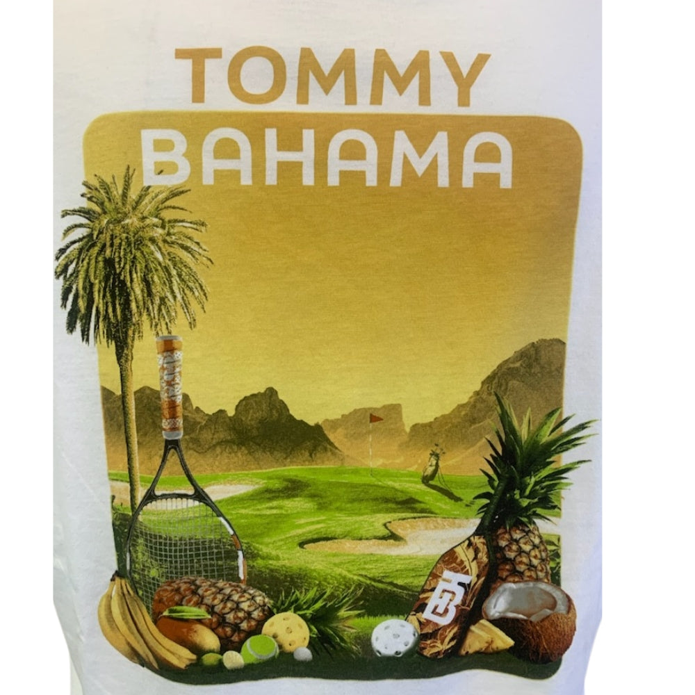 Tommy Bahama Men's Fairway Fiesta Short Sleeve T-Shirt - Comfortable Cotton Casual Tee for Golf, Beach & Summer Outfits - White