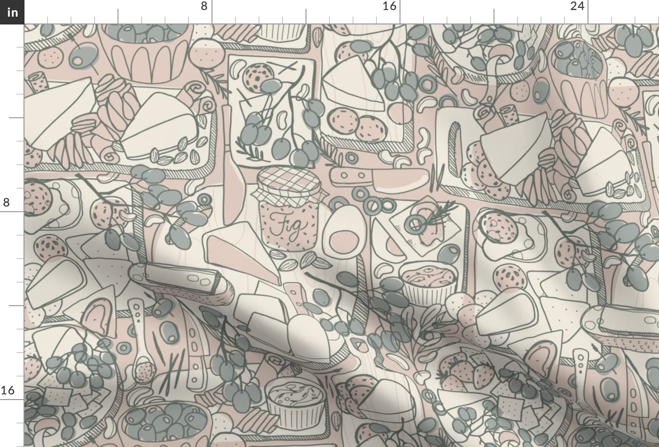Premium Spoonflower Fabric - Charcuterie Board Food Print on Soft Minky Fabric Fat Quarter for Sewing Projects, Baby Blankets & Quilt Backing - Perfect for DIY Crafts, Nursery Decor & Cozy Home Textiles