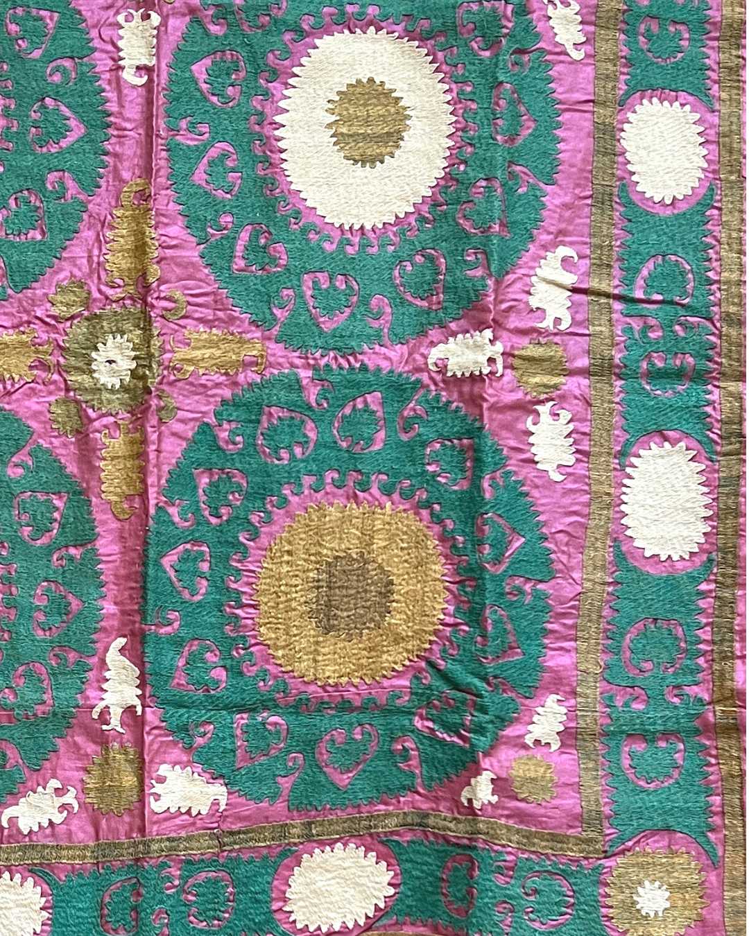 Authentic Medium Suzani 022 - Handmade Cotton Embroidered Pillow Cover - Bohemian Home Decor for Living Room, Bedroom & Sofa