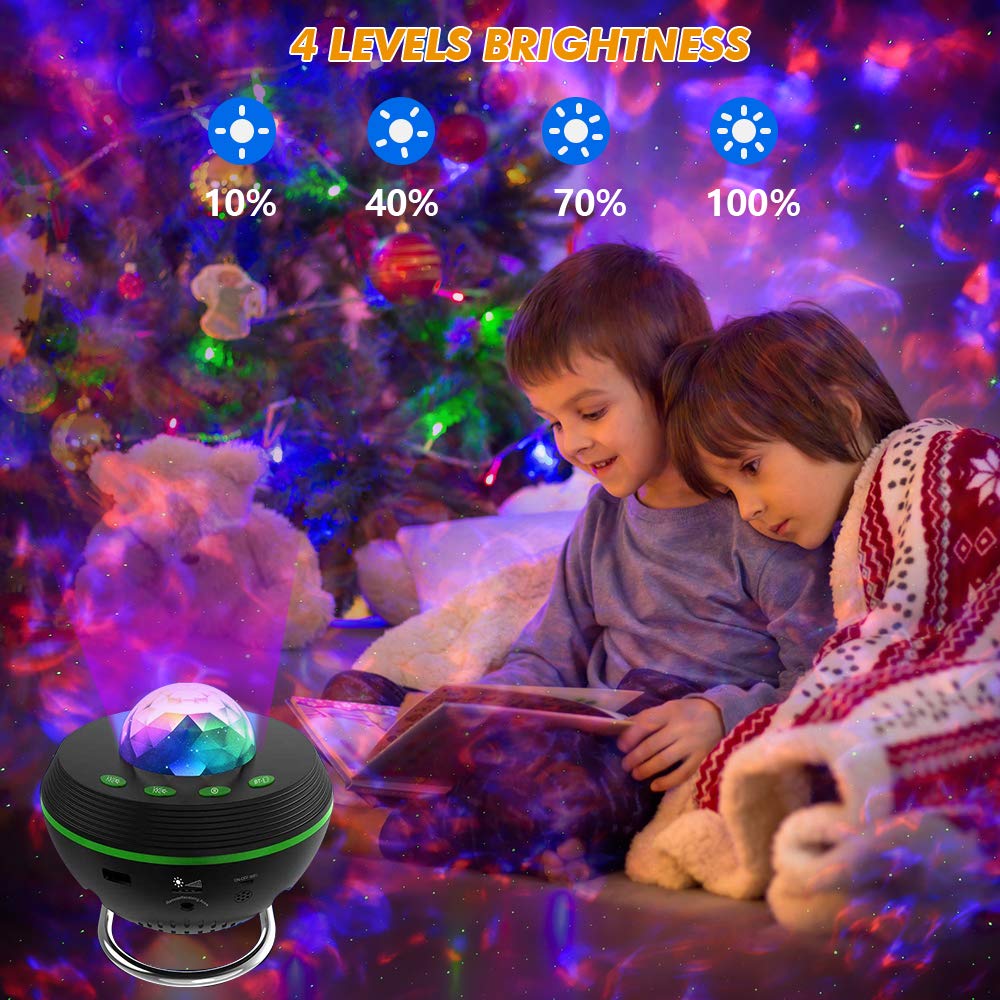 Galaxy Star Projector & Ocean Wave Night Light with Bluetooth Speaker - Smart App Remote Control for Bedroom, Kids Room Decor, Relaxation & Sleep Aid - Perfect Gift for Adults & Children