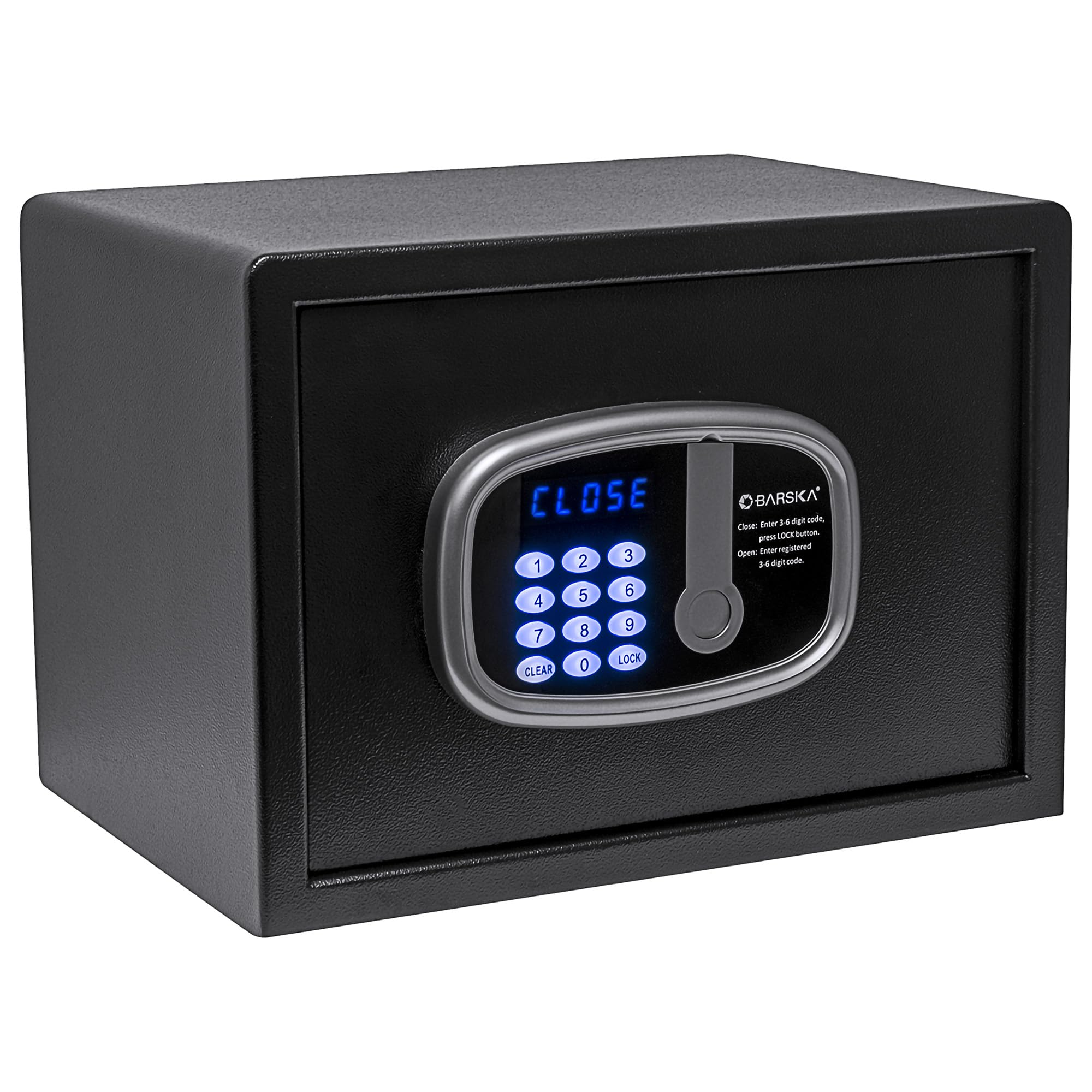 Barska Digital LED Keypad Hotel Safe with Motorized Locking Bolts & Interior Light - Secure Document Storage for Home, Office, and Hotel Use