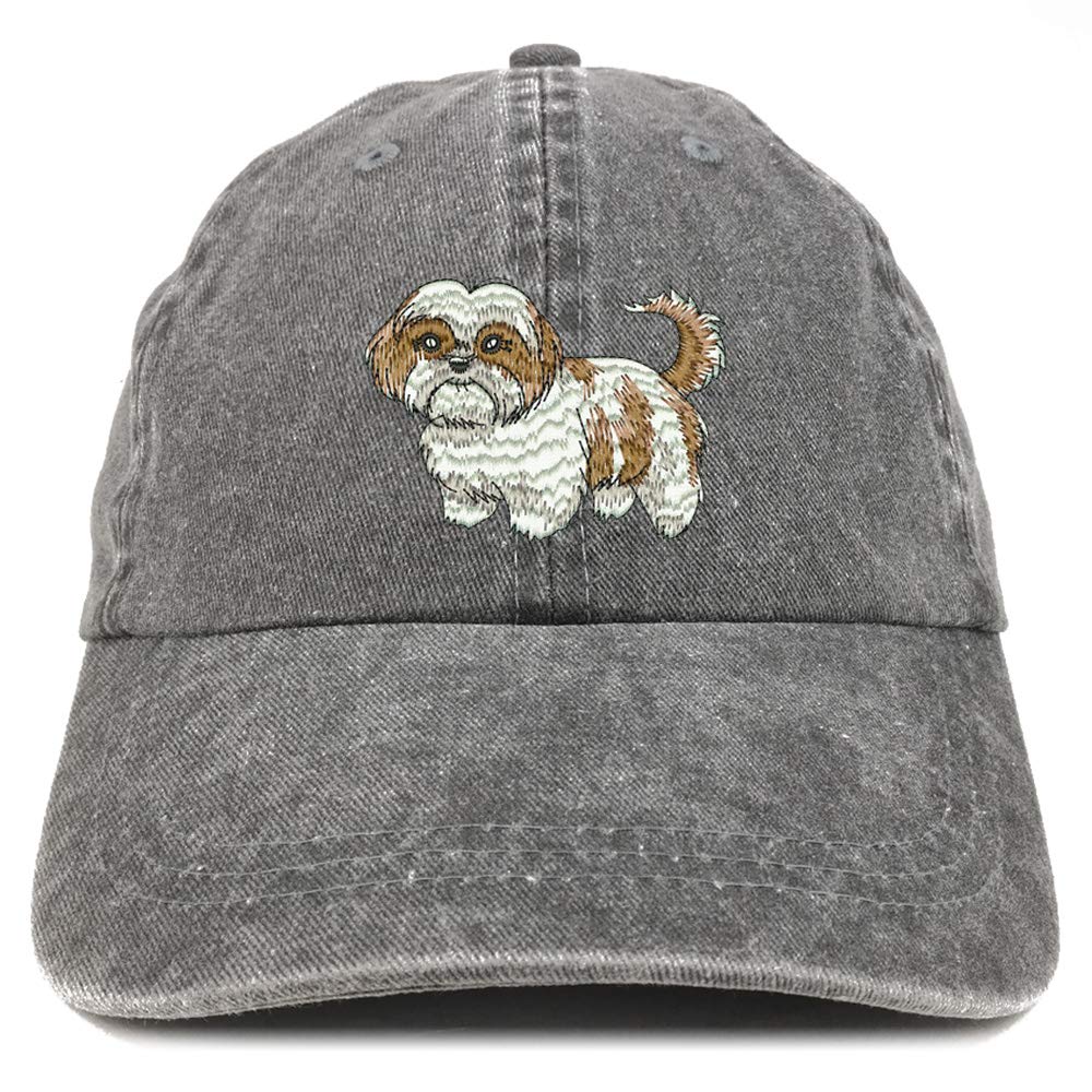 Trendy Shih Tzu Embroidered Washed Low Profile Baseball Cap for Men & Women - Perfect for Dog Lovers, Casual Outfits and Outdoor Activities